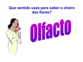 Que sentido usas para saber o cheiro
das flores?
 
