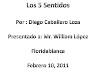 Los 5 Sentidos Por : Diego Caballero Loza Presentado a: Mr. William López Floridablanca Febrero 10, 2011 