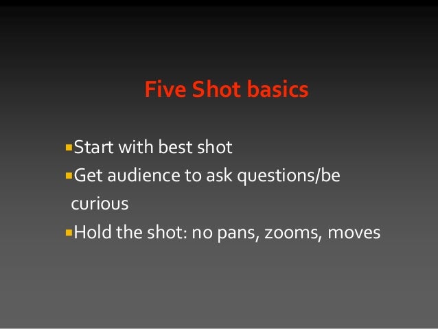 Shooting better video, Introduction to 5 shot method