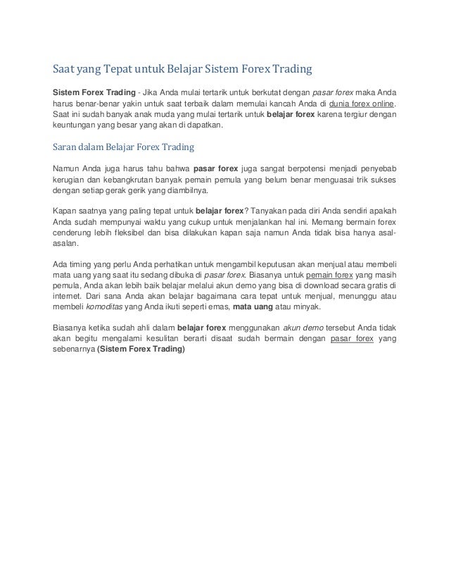 Sistem trading forex