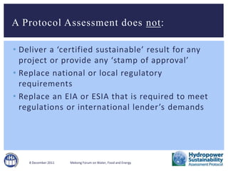 Hydropower Sustainability Assessment Protocol | PPTX
