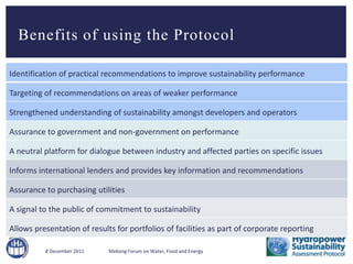 Hydropower Sustainability Assessment Protocol | PPTX