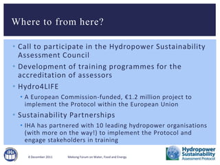 Hydropower Sustainability Assessment Protocol | PPTX