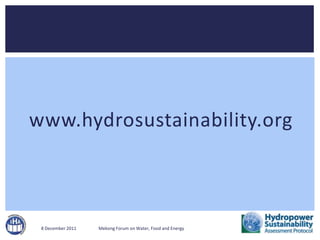 Hydropower Sustainability Assessment Protocol | PPTX