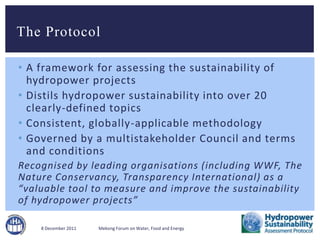 Hydropower Sustainability Assessment Protocol | PPTX