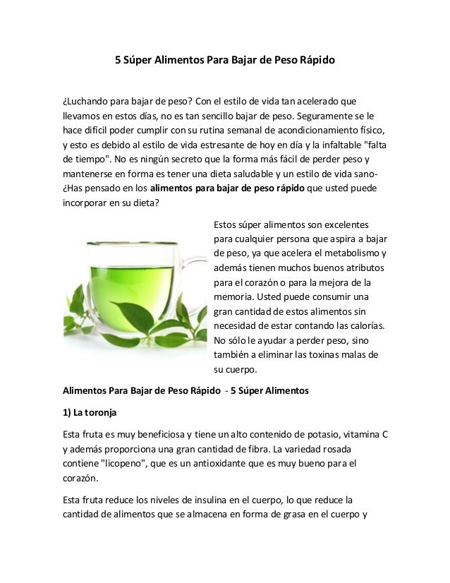 Dieta super efectiva para bajar de peso rapido