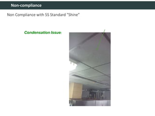 Non-compliance
Condensation Issue:
Non Compliance with 5S Standard “Shine”
 