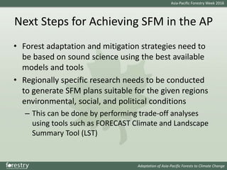 Issues and Solutions for SFM in a Changing Climate in the AP region