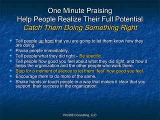 Pro356 Consulting, LLCPro356 Consulting, LLC
One Minute PraisingOne Minute Praising
Help People Realize Their Full Potenti...