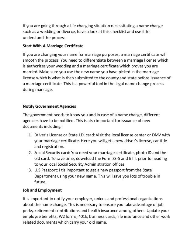 Post Divorce Name Change Checklist