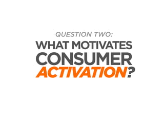 QUESTION TWO:

WHAT MOTIVATES

CONSUMER

ACTIVATION?

 