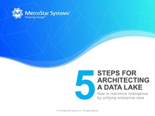 STEPS FOR
ARCHITECTING
A DATA LAKE
How to maximize intelligence
by unifying enterprise data
© 2018 MetroStar Systems, Inc. - All Rights Reserved
5
 