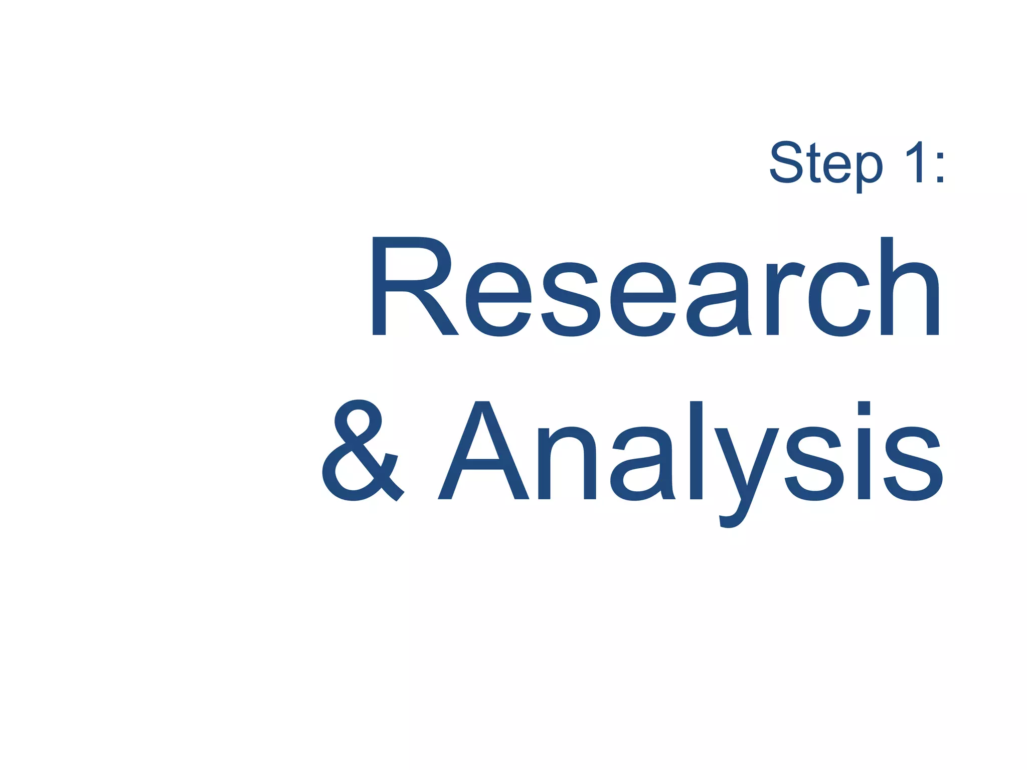 Step 1:
Research
& Analysis