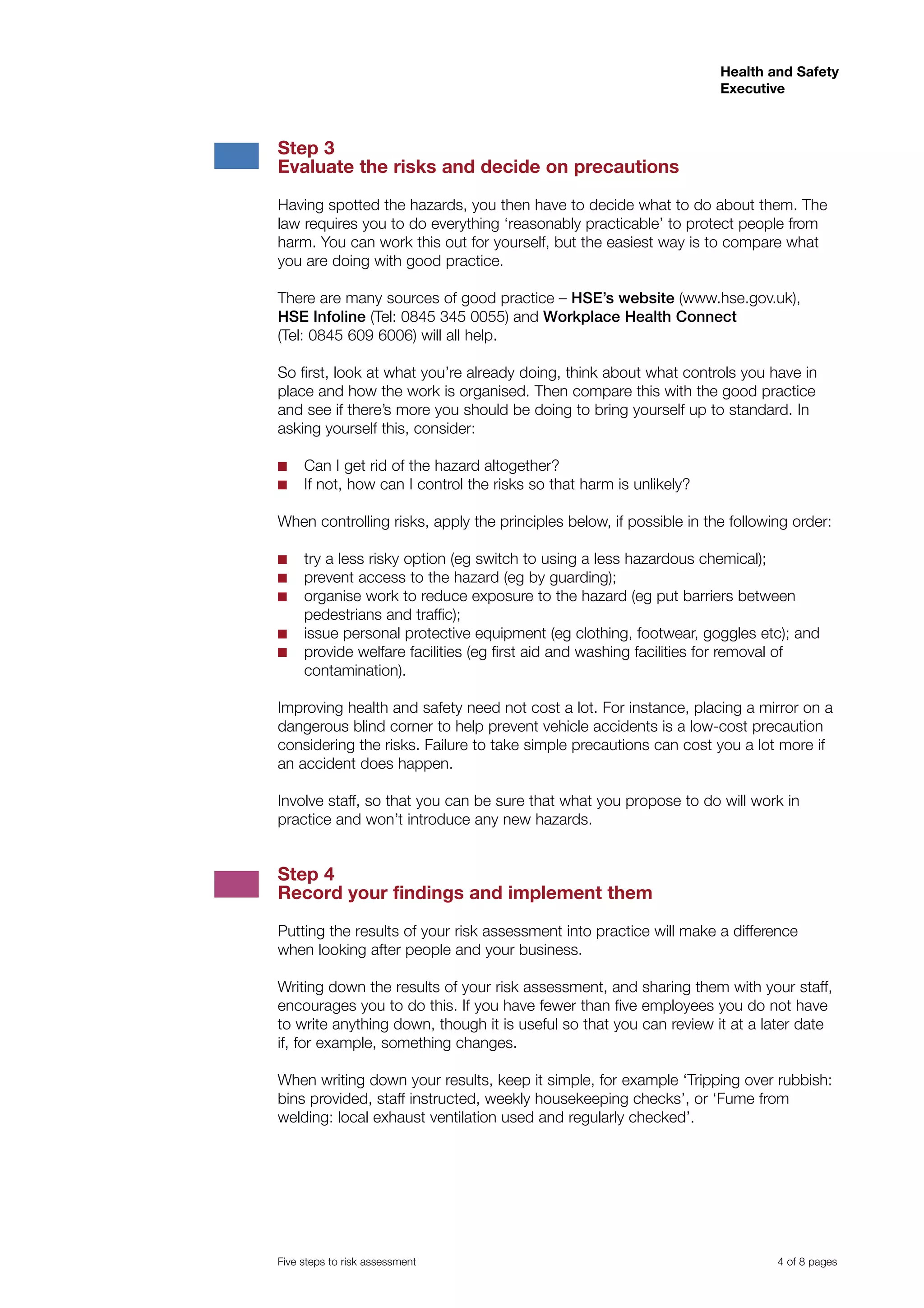 5 steps risk assessment | PDF