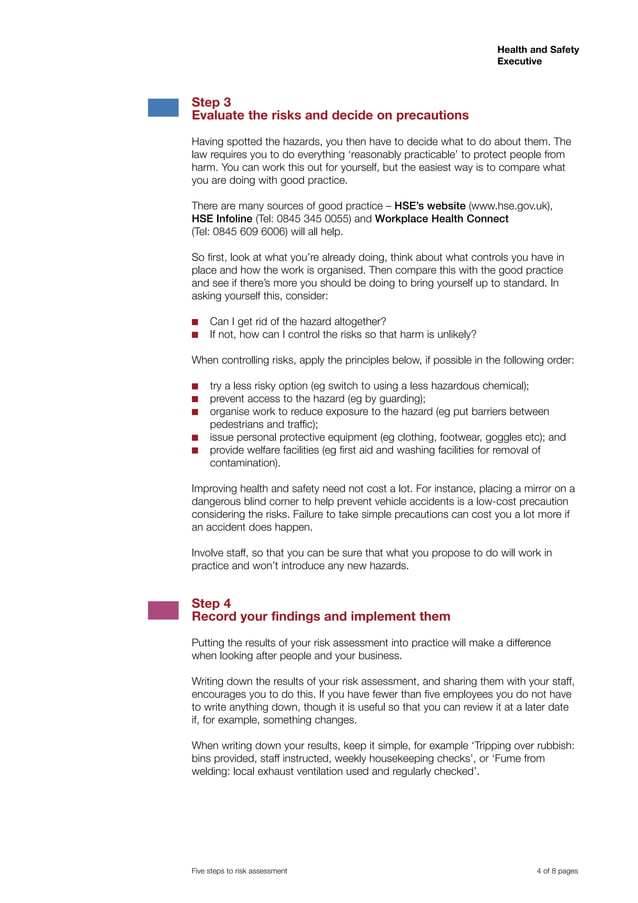 5 steps risk assessment | PDF | Injuries | Diseases and Conditions
