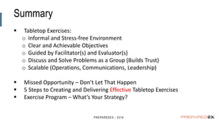 Tabletop Exercise Summary 5 steps to Creating and Delivering Tabletop Exercises | PPTX