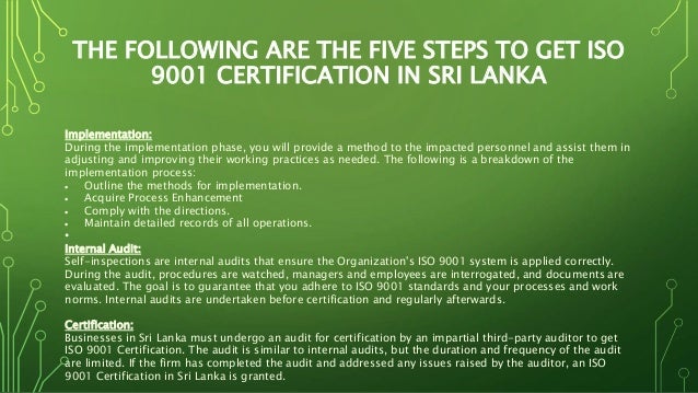 5 steps to achieve iso 9001 certification in sri lanka | PPTX