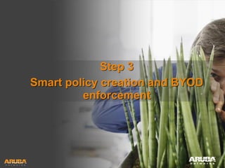 Step 3
Smart policy creation and BYOD
enforcement

HUNTING FOR FASTER, SMARTER WI-FI?
YOU’RE IN GOOD COMPANY

 
