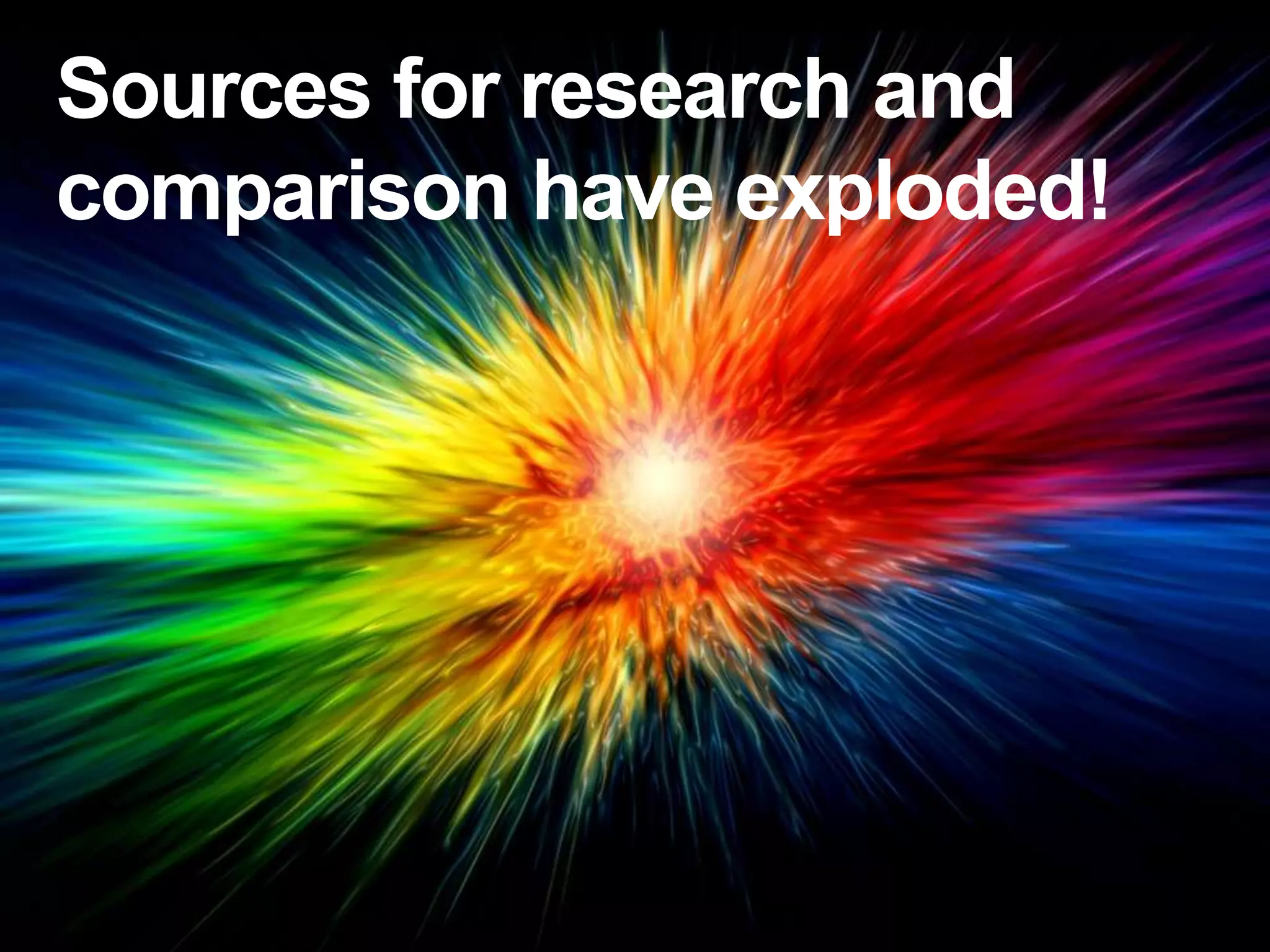 Sources for research and
comparison have exploded!




                            11
                            11
 