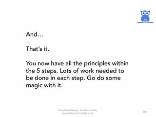 And…
 
That’s it.
 
You now have all the principles within
the 5 steps. Lots of work needed to
be done in each step. Go do...
