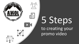 5 Steps
to creating your
promo video
 