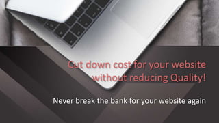 Cut down cost for your website
without reducing Quality!
Never break the bank for your website again
 