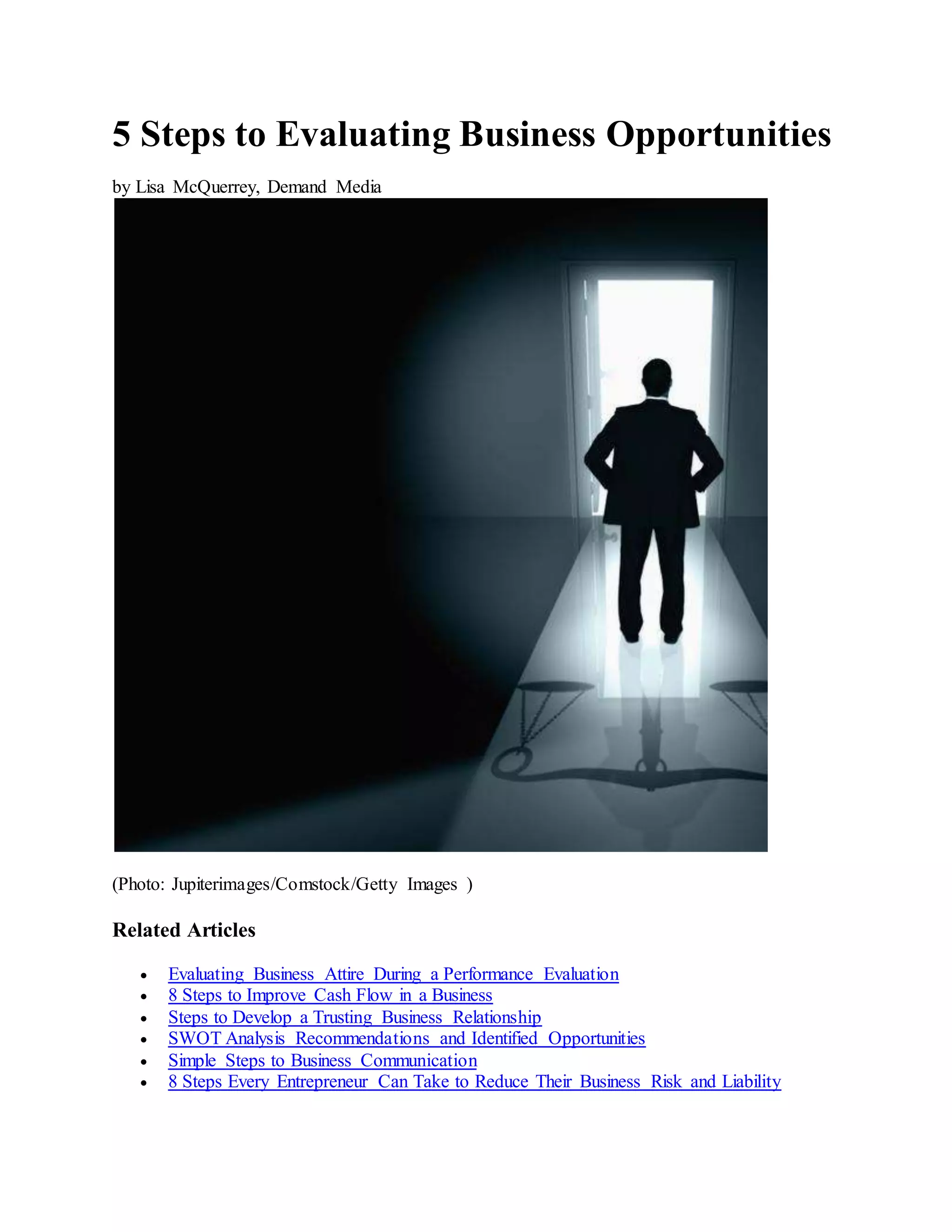 5 steps to evaluating business opportunities | DOCX