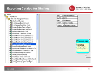Exporting Catalog for Sharing




19/11/2009                      11
 