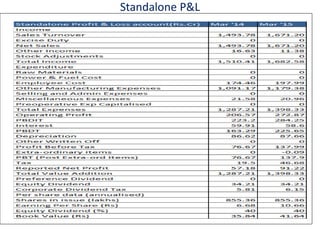 Standalone P&L
 
