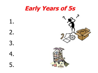 Early Years of 5s

1. Scrounge
2. Steal
3. Stash
4. Scramble
5. Search
 