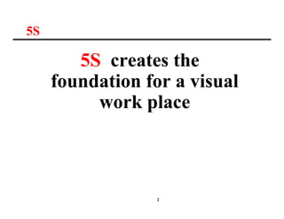 2
5S creates the
foundation for a visual
work place
55S
 
