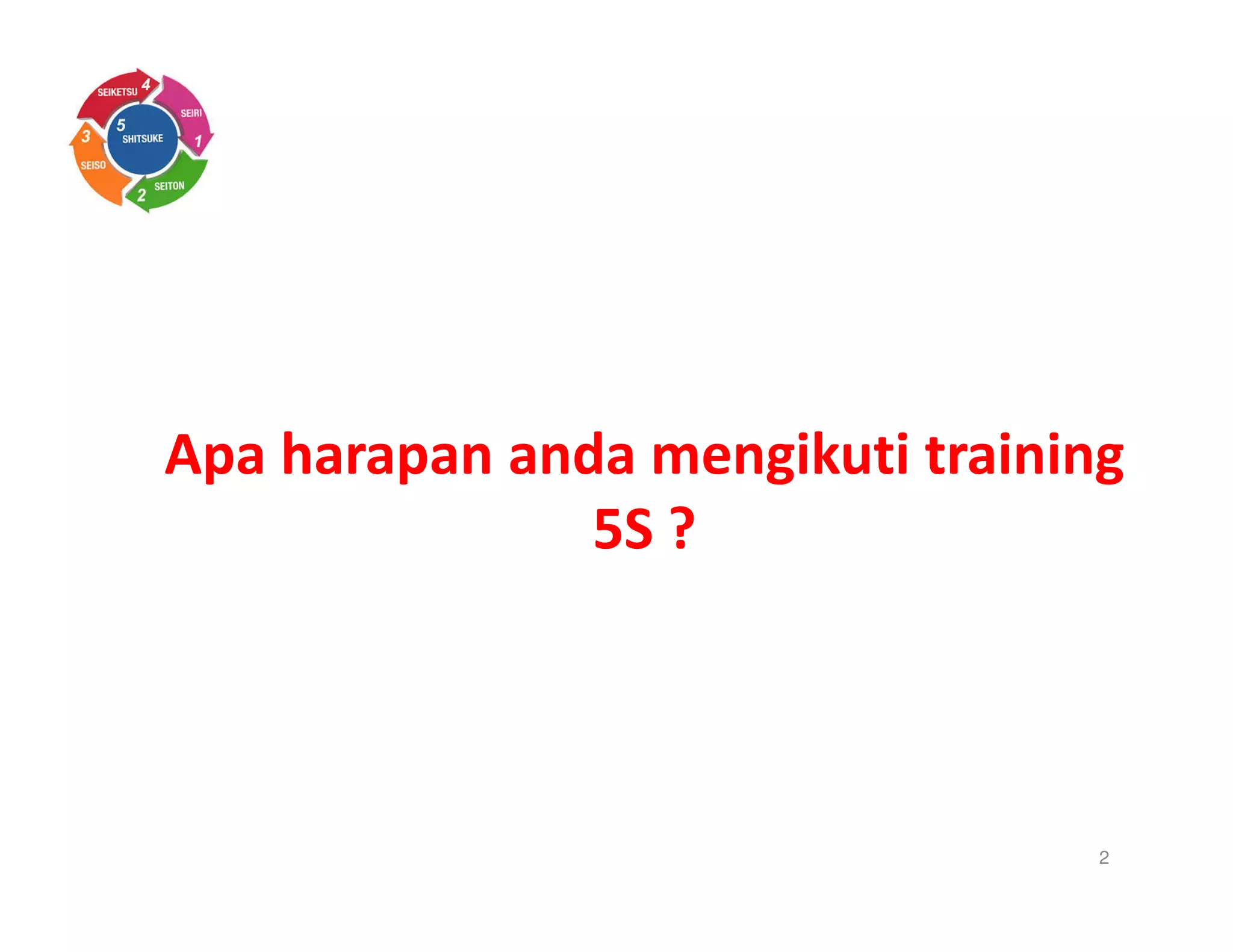 Apa harapan anda mengikuti training
5S ?
2
 