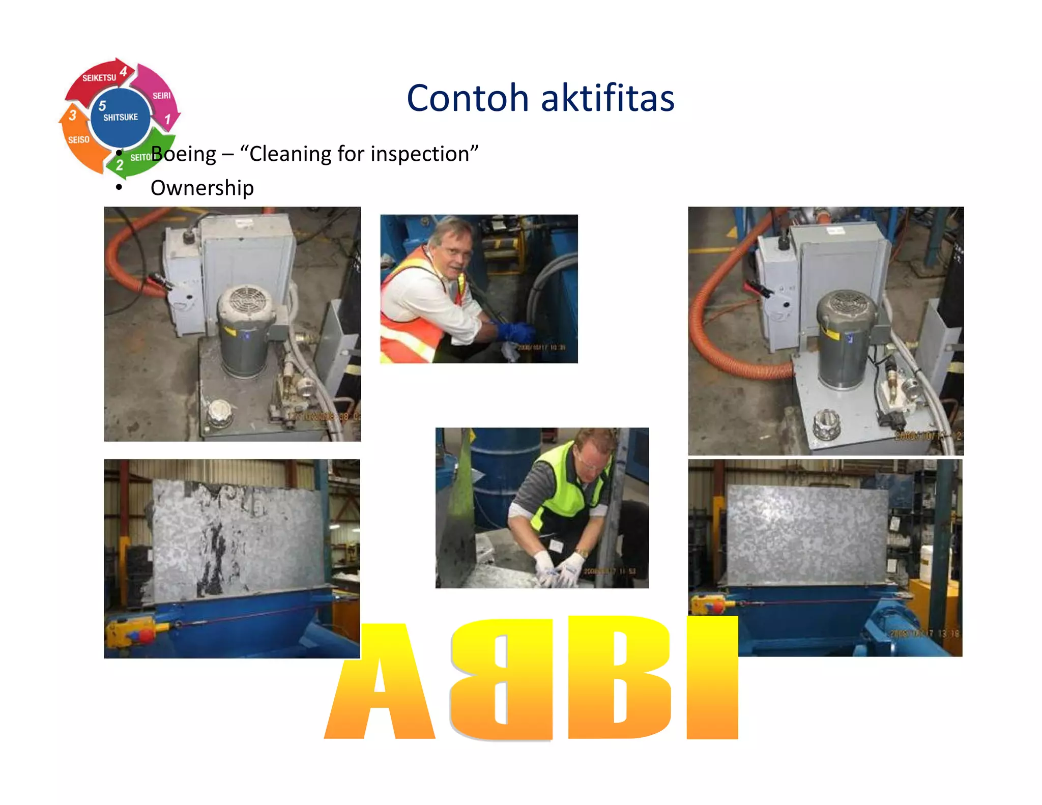 Contoh aktifitas
• Boeing – “Cleaning for inspection”
• Ownership
 