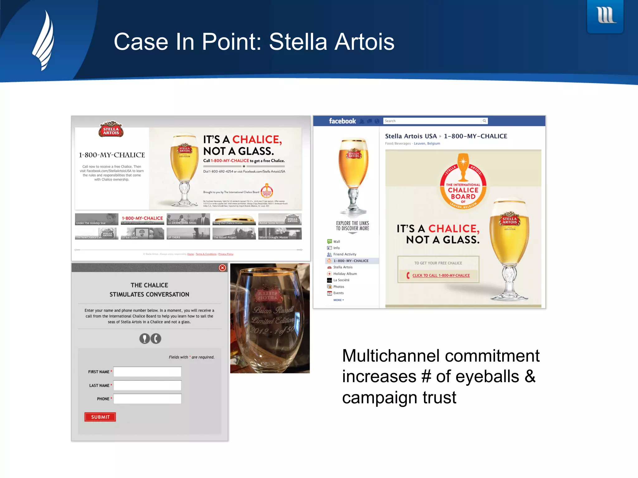 Case In Point: Stella Artois
Multichannel commitment
increases # of eyeballs &
campaign trust
 
