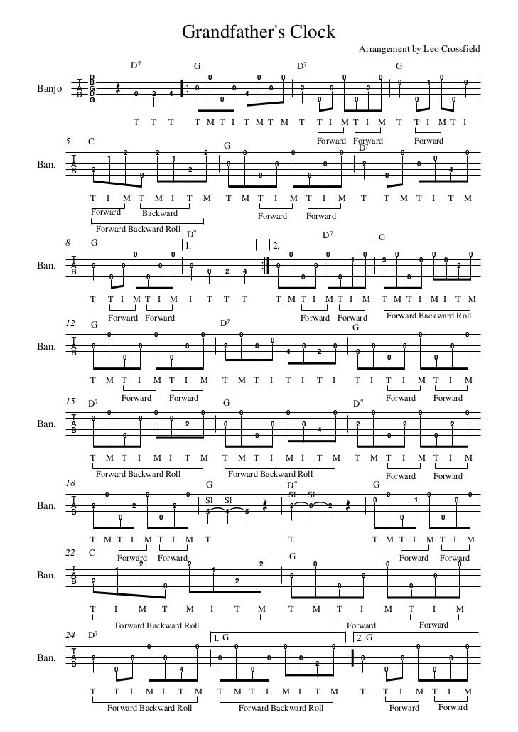 5 string banjo grandfather's clock