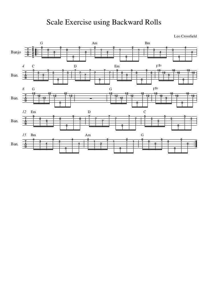 5 string banjo scale exercise backward rolls