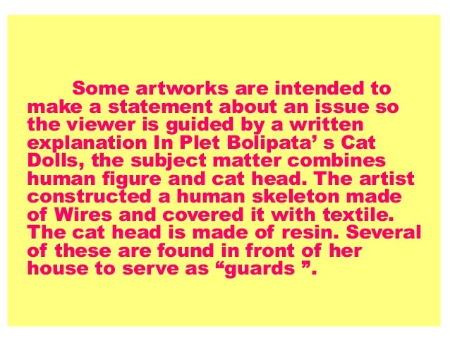 SUBJECT MATTER IN CONTEMPORARY ARTS
