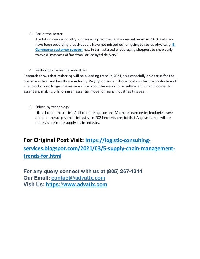 5 Supply chain management trends for 2021