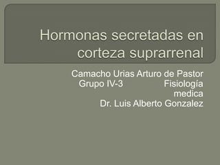 Camacho Urias Arturo de Pastor
 Grupo IV-3           Fisiología
                        medica
     Dr. Luis Alberto Gonzalez
 