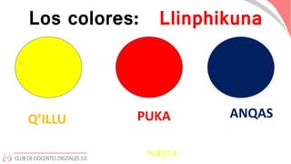Los colores: Llinphikuna
ANQAS
PUKA
Q’ILLU
wayra
 
