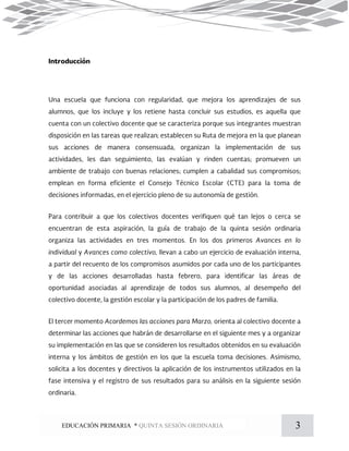 3EDUCACIÓN PRIMARIA * QUINTA SESIÓN ORDINARIA
 