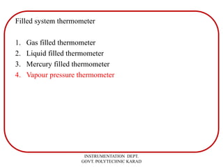Filled System Instruments Temperature and sensor and transducer notes | PPTX