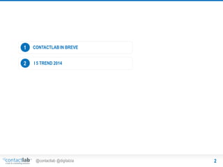 1

CONTACTLAB IN BREVE

2

I 5 TREND 2014

@contactlab @digitalzia

2

 