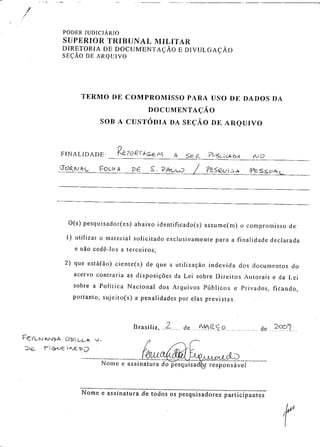 5 Termo De Compromisso Assinado Pela Jornalista Fernanda Odilla Junto Ao Stm