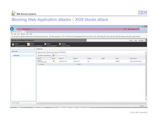 © 2013 IBM Corporation
IBM Security Systems
Blocking Web Application attacks – XGS blocks attack
 