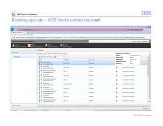 © 2013 IBM Corporation
IBM Security Systems
Blocking uploads – XGS blocks upload via email
 