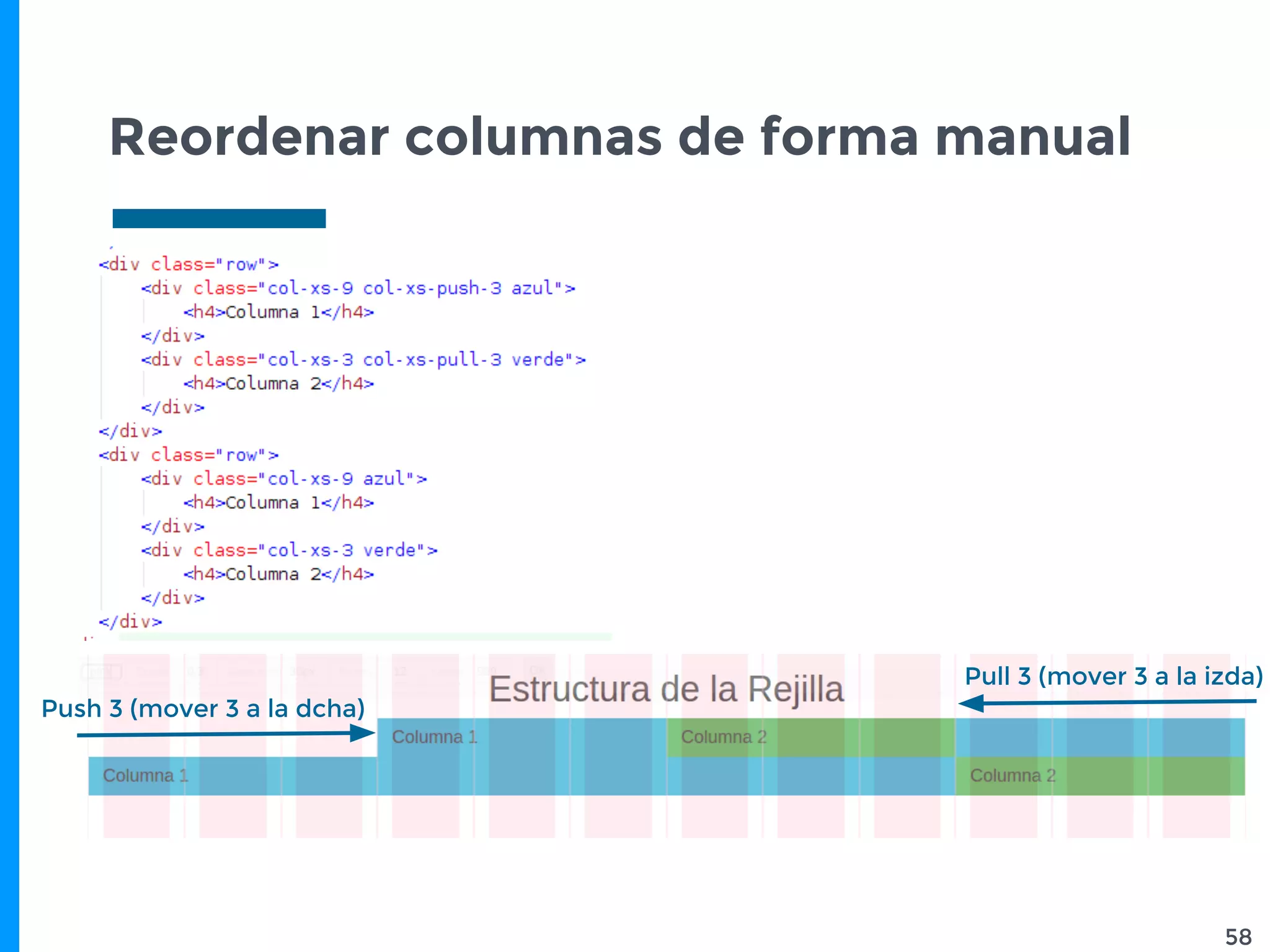 Reordenar columnas de forma manual
58
Push 3 (mover 3 a la dcha)
Pull 3 (mover 3 a la izda)
 