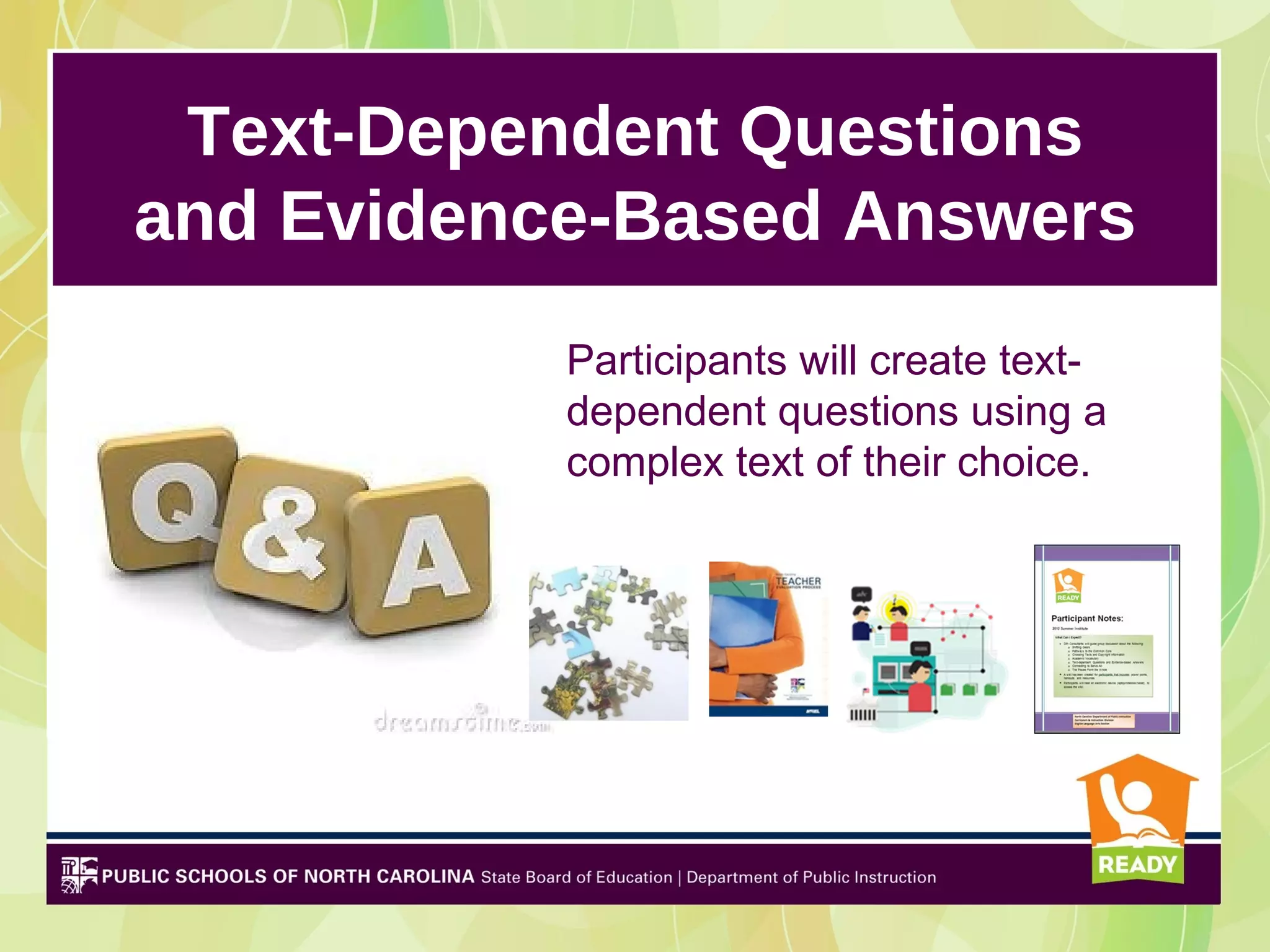 5 text dependent questions and evidencebased answers PPT