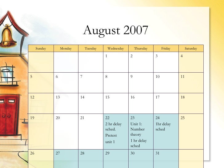 2007 calendar august