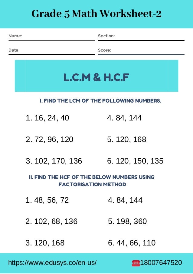 5th grade math worksheet free pdf printable